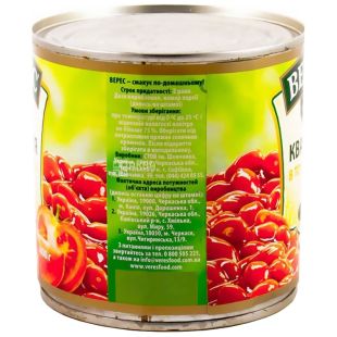 Верес, 400 г, квасоля, В томатному соусі, ж/б