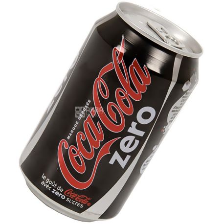 Coca-Cola Zero, 0,33 л, Кока-Кола Зеро, Вода сладкая, низкокалорийная, ж/б