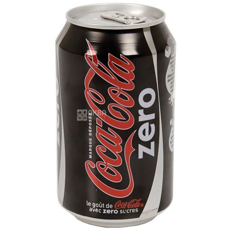 Coca-Cola Zero, 0,33 л, Кока-Кола Зеро, Вода сладкая, низкокалорийная, ж/б