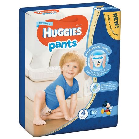 Huggies, 52 шт. Хаггіс, Підгузки-трусики для хлопчиків, Розмір 4, 9-14 кг