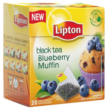 Lipton, Blueberry muffin, 20 шт., Чай Липтон, Черничный кекс, Черный 