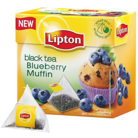 Lipton, Blueberry muffin, 20 шт., Чай Ліптон, Чорничний кекс, Чорний