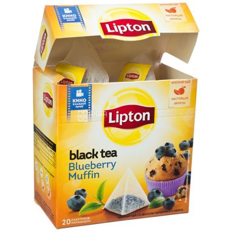 Lipton, Blueberry muffin, 20 шт., Чай Липтон, Черничный кекс, Черный 