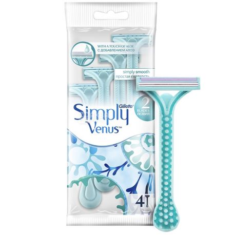 Gillette Venus Simply, 4 шт., Cтанок для бритья, одноразовый