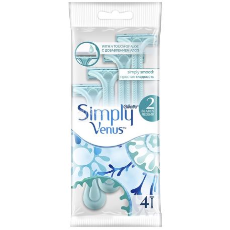 Gillette Venus Simply, 4 шт., Cтанок для бритья, одноразовый