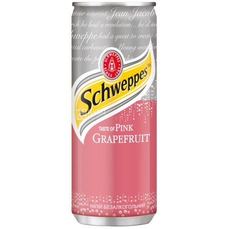 Schweppes, Pink Grapefruit, 0,33 л, Швепс, Рожевий Грейпфрут, Вода солодка, ж/б