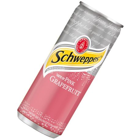 Schweppes, Pink Grapefruit, 0,33 л, Швепс, Розовый Грейпфрут, Вода сладкая, ж/б
