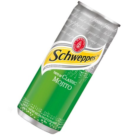 Schweppes, Classic Mojito, 0,33 л, Швепс, Классический Мохито, Вода сладкая, с соком лайма, ж/б