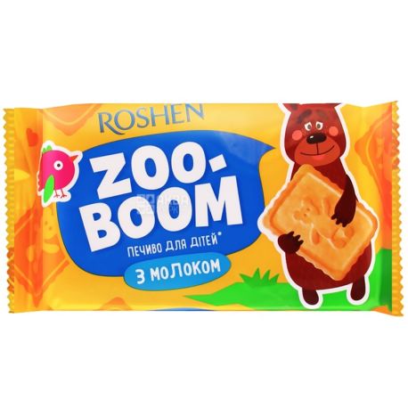 Roshen, 68 г, печенье, Zoo-Boom, С молоком, Для детей