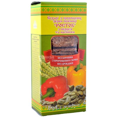 Sprout, 150 g, rusks, From sprouted wheat, With pepper and seeds, m / s