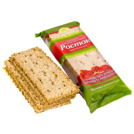 Sprout, 120 g, bread, From sprouted wheat grains, With poppy seeds and raisins, m / s