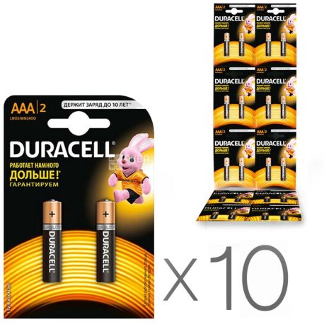 Duracell, pack of 10 pcs., AAA, batteries, m / y