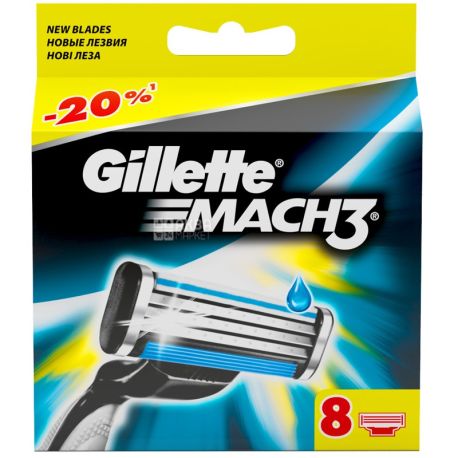 Gillette, 8 pcs., Interchangeable cassettes, Mach3