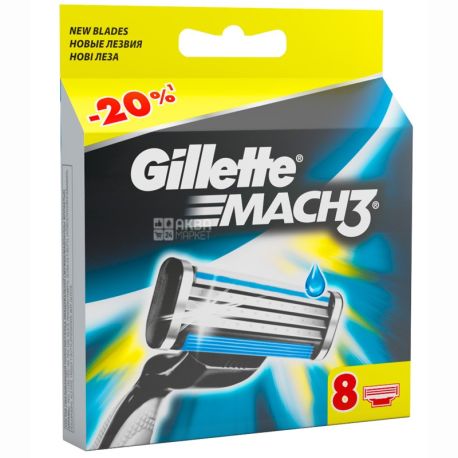 Gillette, 8 pcs., Interchangeable cassettes, Mach3