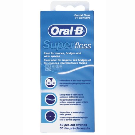 Oral-B, 50 м, зубная нить, Super Floss