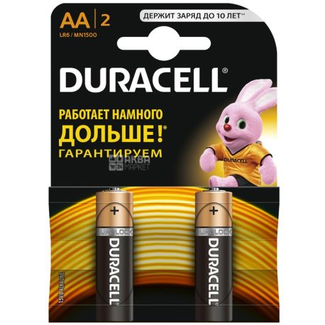 Duracell, 2 шт., AA, батарейки, м/у