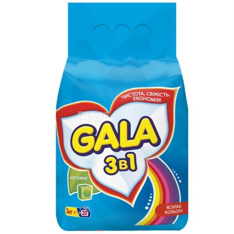 Gala, 3 kg, washing powder, Automatic, Bright colors