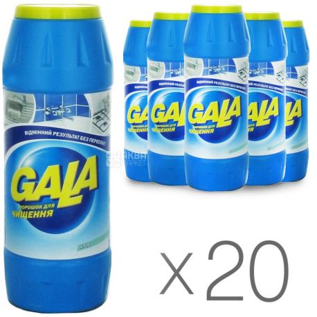Gala, 500 g, packing on 20 pieces, powder for cleaning, Chlorine, PET