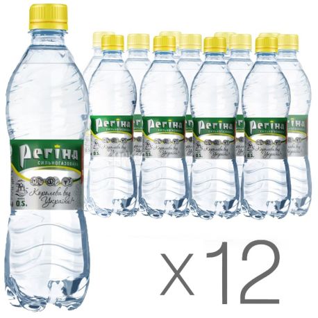 Regina, Packing 12 pcs. 0.5 l each, highly carbonated water, mineral, PET, PAT