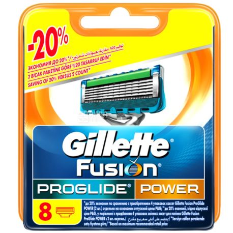 Gillette, 8 шт., змінні касети, Fusion ProGlide Power