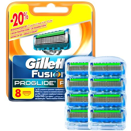 Gillette, 8 pcs., Removable cassettes, Fusion ProGlide Power