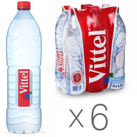 Vittel, 1,5 л, Упаковка 6 шт., Виттель, Вода минеральная негазированная, ПЭТ