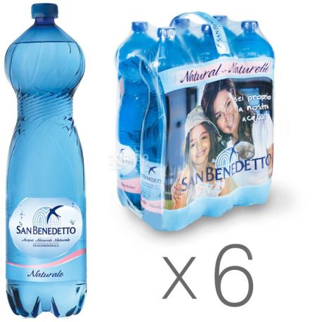 San Benedetto, 1,5 л, Упаковка 6 шт., Сан Бенедетто, Вода мінеральна негазована, ПЕТ