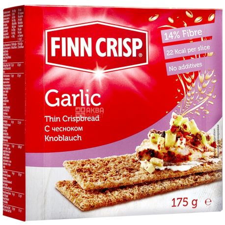 Finn Crisp, 175 г, сухарики ржаные, С чесноком, м/у
