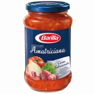 Barilla Amatriciana, 400 г, Соус томатный, с беконом, стекло