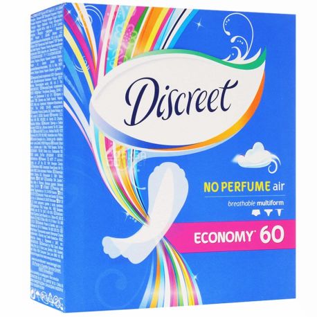 Discreet, Air No Perfume, 60 шт., Прокладки щоденні, без ароматизації