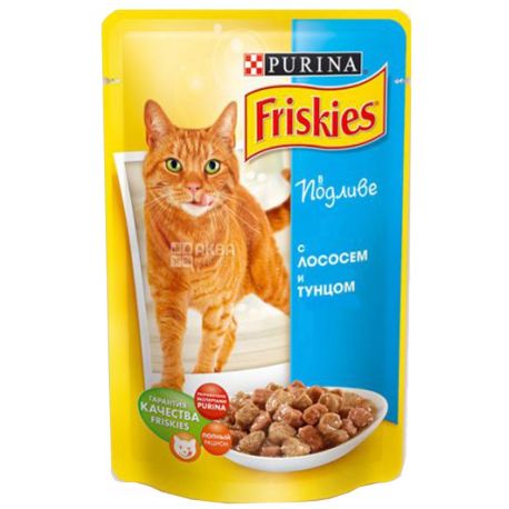 Friskies, 85 г, корм, для котов, с лососем и тунцом в подливе