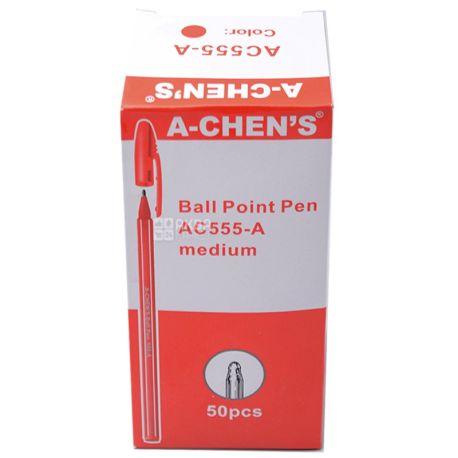 A-Chen's, 50 pcs., 0.5 mm, ball pen, Red