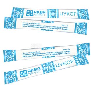 АкваМаркет, 200 шт.х 4 г, Сахар в стиках, белый кристаллический