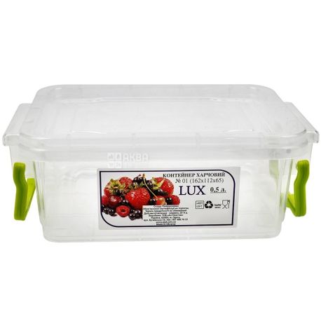LUX, Контейнер пластиковий №1, 0,5 л, 162х112х65 мм