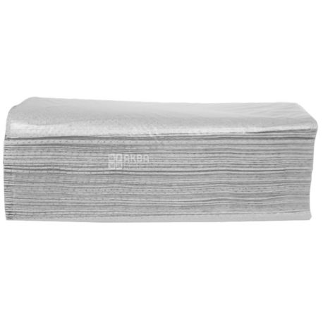 Wellis, 200 аркушів, Паперові рушники Веліс, одношарові, V-складання, сірі, 25х24 см