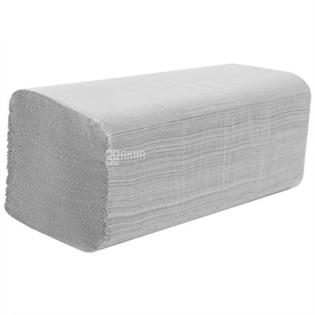 Wellis, 200 аркушів, Паперові рушники Веліс, одношарові, V-складання, сірі, 25х24 см
