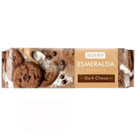 Roshen, 150 г, печенье, шоколадное, с кусочками шоколадной глазури, Esmeralda