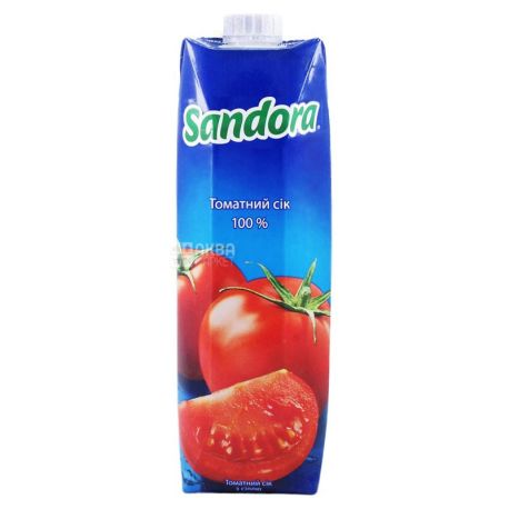 Sandora, Томатний, 0,95 л, Сандора, Сік натуральний, з сіллю, Упаковка 10 шт.