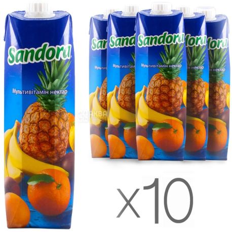 Sandora, Мультивітамін, Упаковка 10 шт. по 0,95 л, Сандора, Нектар натуральний