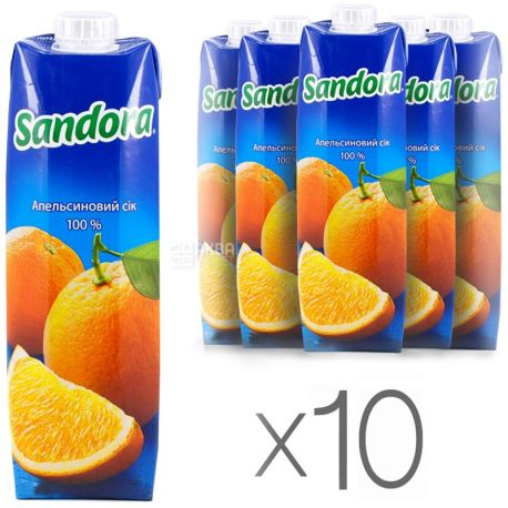 Sandora, Упаковка 10 шт. х 0,95 л, Сандора, Сік апельсиновий