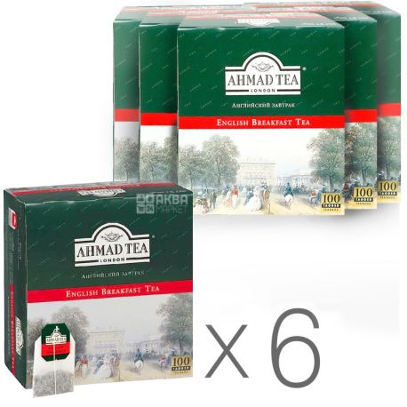 Ahmad Tea English Breakfast, 6 упаковок по 100 пак, Чай черный Ахмад Ти Инглиш Брекфаст