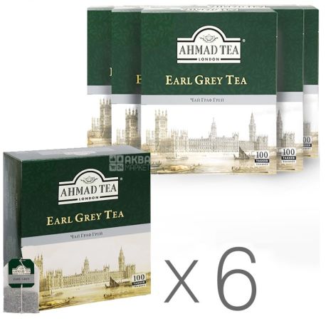 Ahmad Tea Earl Grey, 6 упаковок по 100 пак, Чай черный Ахмад Ти Эрл Грей