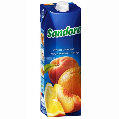 Sandora, Апельсин-персик, 0,95 л, Сандора, Нектар натуральный