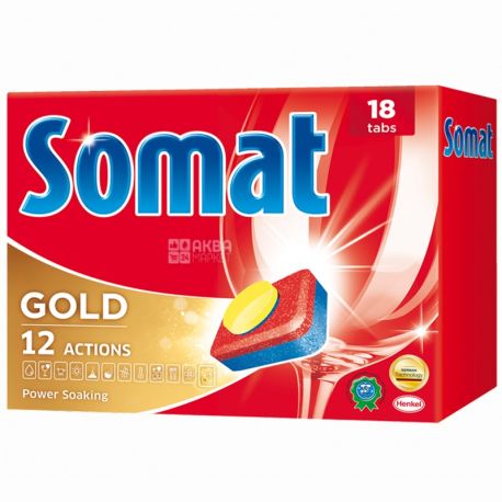 Somat, 18 шт., таблетки для посудомоечной машины, Gold, м/у