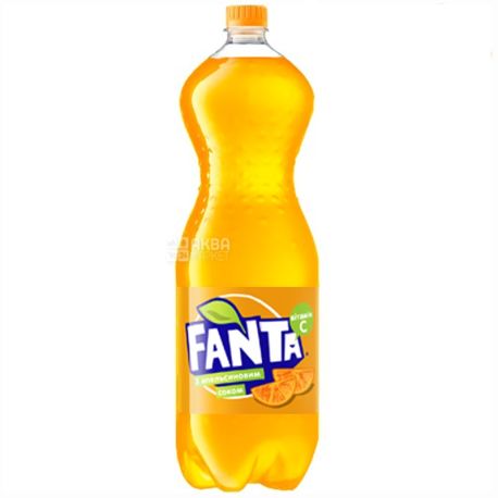 Fanta, Апельсин, 2 л, Фанта, Вода сладкая, с натуральным соком, ПЭТ