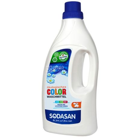 Sodasan, 1,5 л, Рідкий порошок, Для кольорових тканин, Автомат
