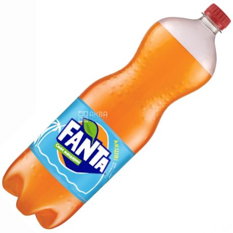 Fanta, Мандарин, 1,5 л, Фанта, Вода солодка, з натуральним соком, ПЕТ