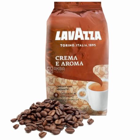 Lavazza, Crema e Aroma, 1 кг, Кофе Лавацца, Крема Арома, темной обжарки, в зернах