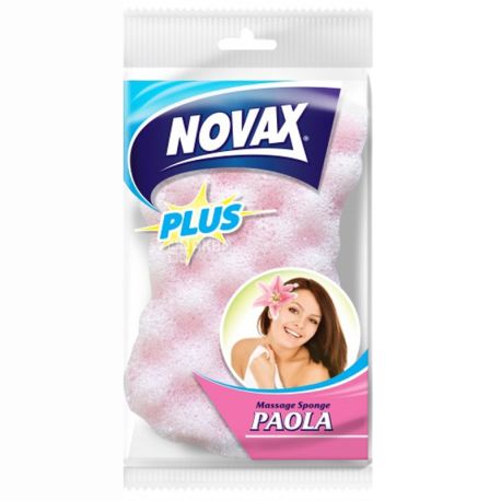 Novax Plus, Paola, 1 шт., Губка массажная, розовая