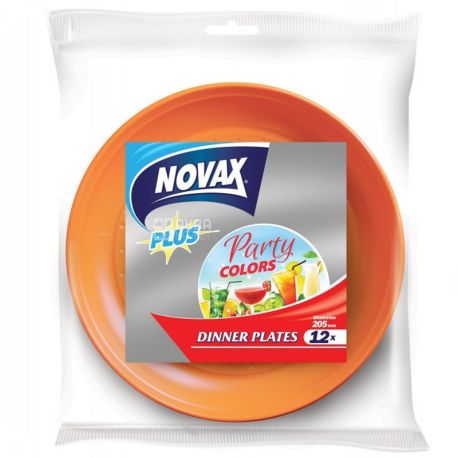 Novax Plus,Тарелки пластиковые цветные Ø 20 см,12 шт.